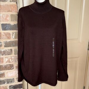 NWT Jones NY Signature Chocolate Turtleneck Sweater Timeless Classic Sz 1X